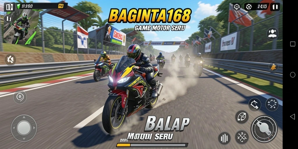 Tampilan seru dari gameplay balap motor di BAGINTA168.