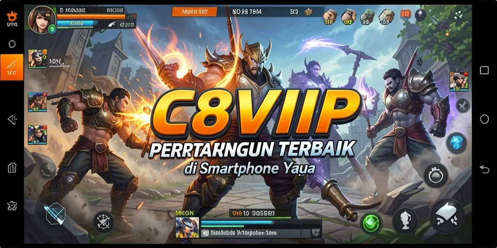 Tangkapan layar utama C8VIP menampilkan aksi pertarungan yang intens.