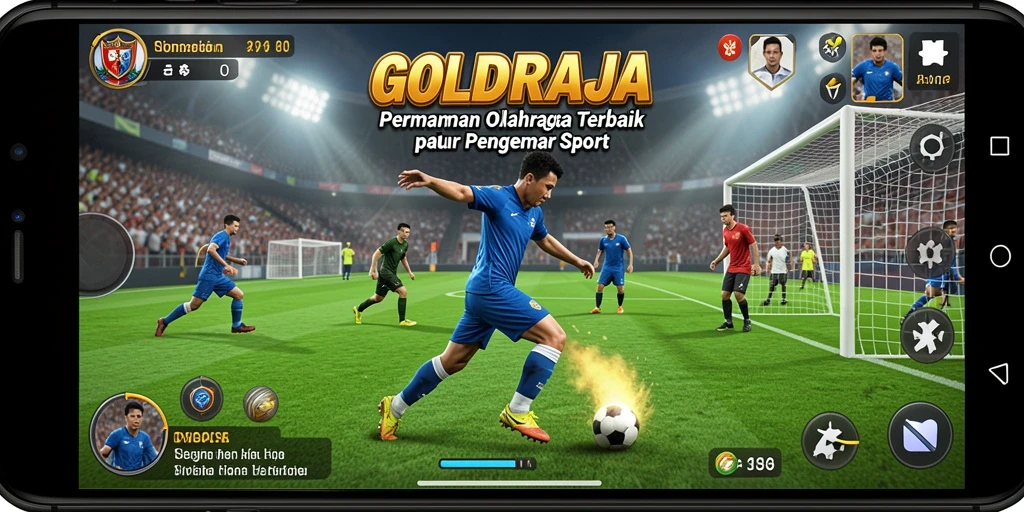 Tampilan gameplay GOLDRAJA dengan aksi olahraga mendebarkan.