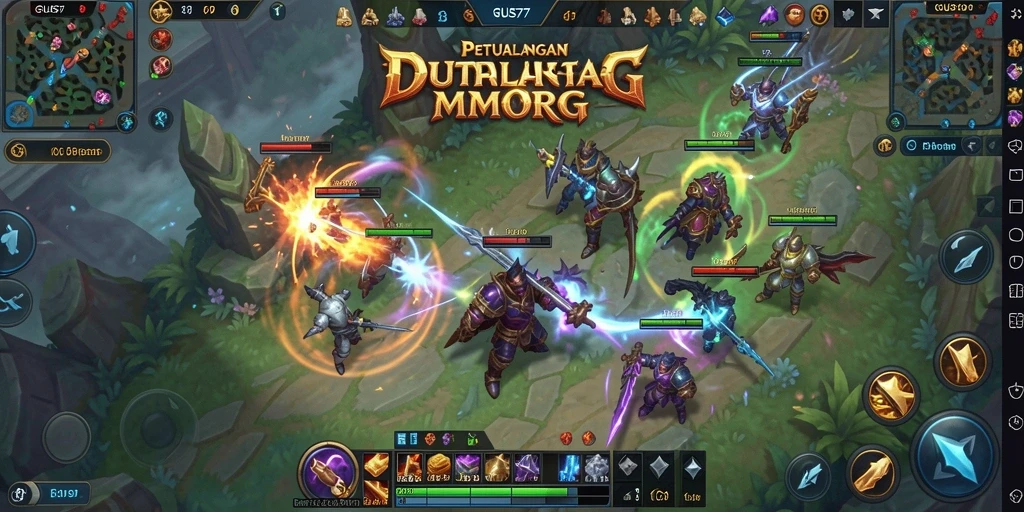 Screenshot GUS77 menampilkan aksi seru dalam pertarungan MMORPG.