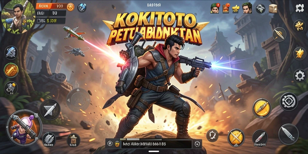 Tangkapan layar menampilkan aksi intens di KOKITOTO dengan grafis menawan.
