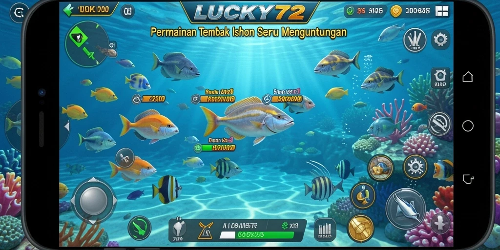 Screenshot gameplay LUCKY72 yang menampilkan keseruan Tembak Ikan.