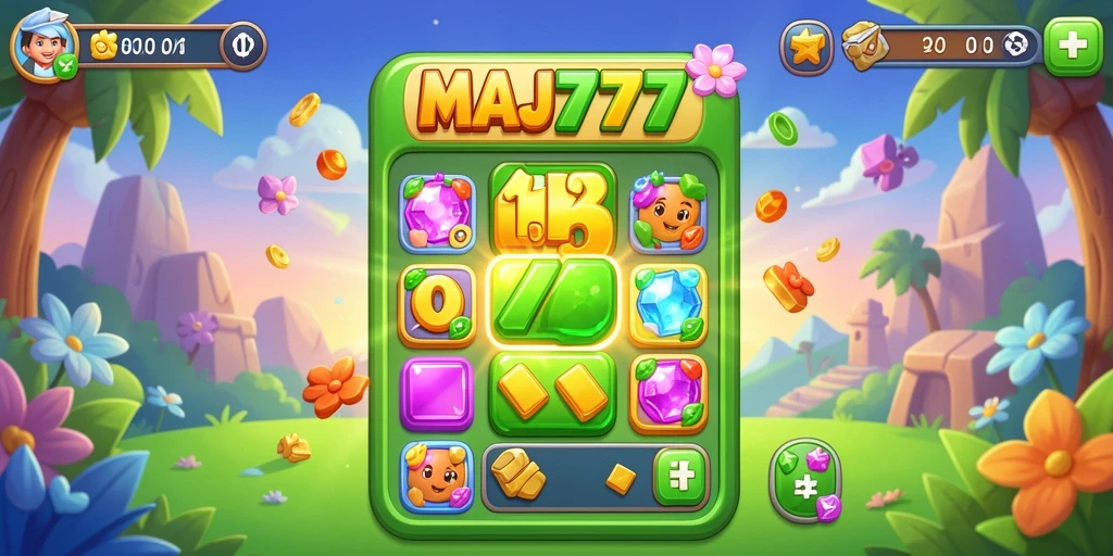 Tampilan gameplay MAJ777 dengan kombinasi item Match-3 yang menarik.