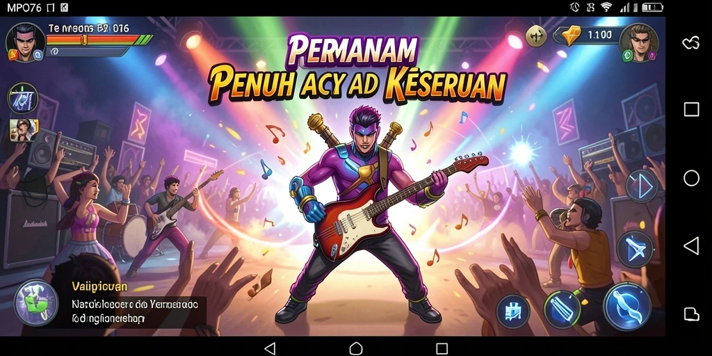 Tampilan gameplay seru dengan lagu-lagu hit.