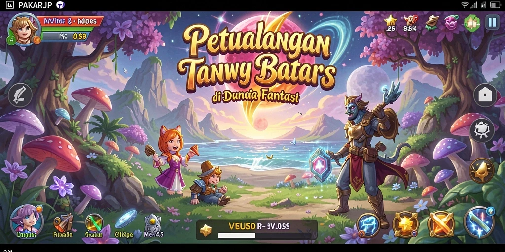 Tampilan gameplay PAKARJP yang penuh warna dan menantang di dunia fantasi.