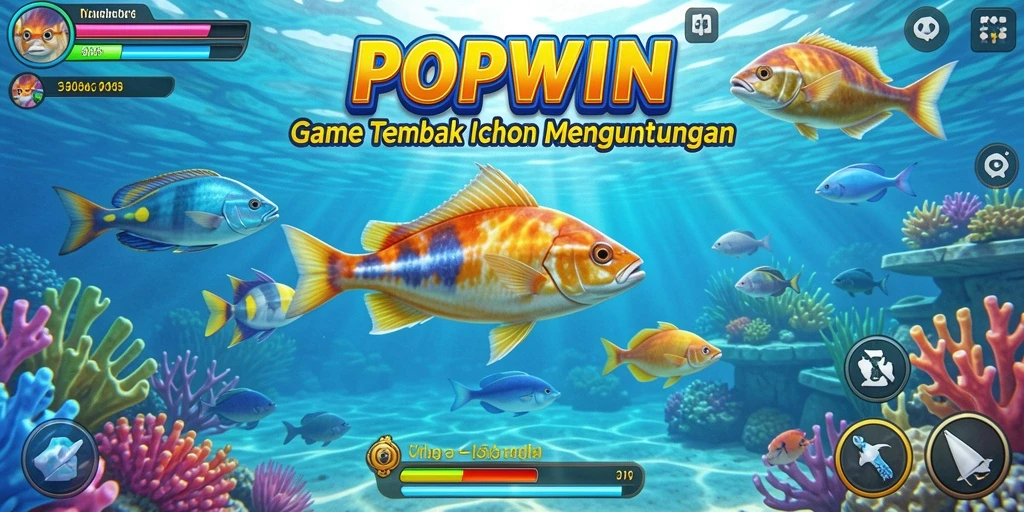 Tampilan gameplay seru menembak ikan di POPWIN.