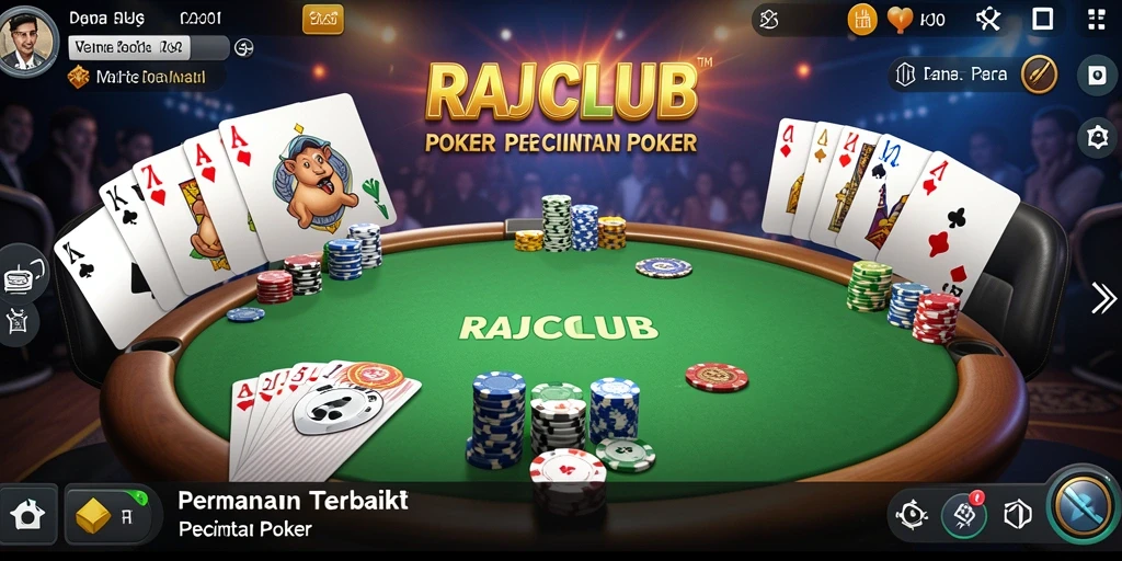 Screenshot RAJACLUB menampilkan suasana permainan Poker yang mendebarkan.
