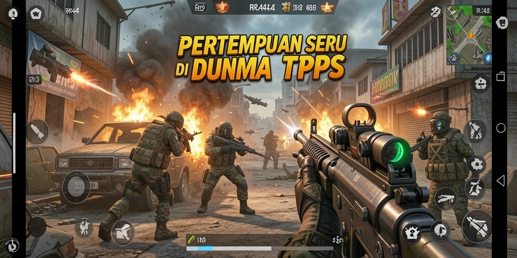 Screenshot utama menunjukkan aksi seru gameplay TPS RR44.