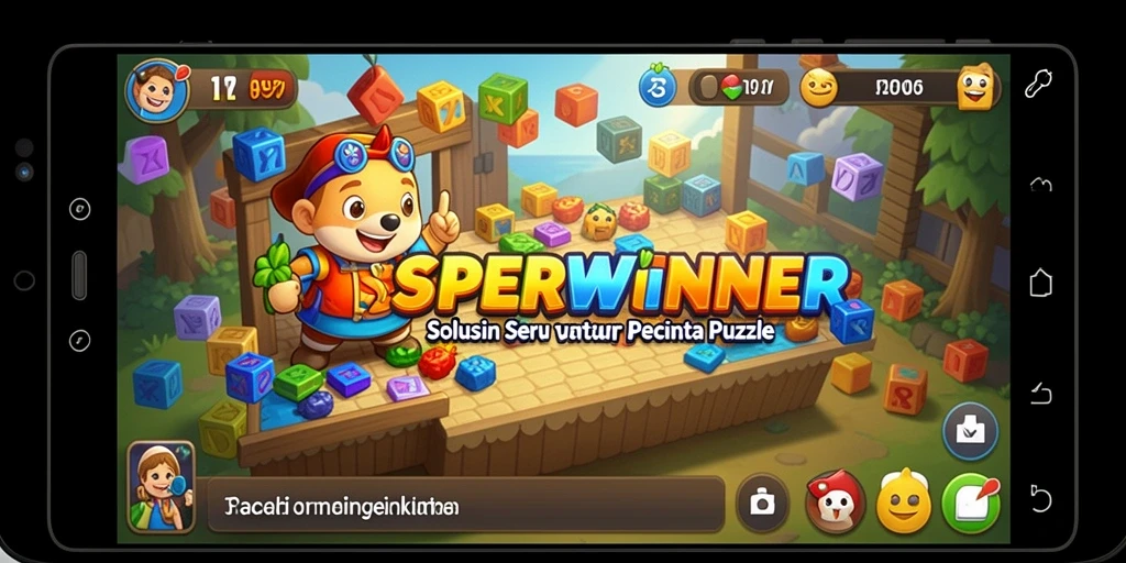 Tampilan gameplay SUPERWINNER yang menarik dan penuh tantangan puzzle.