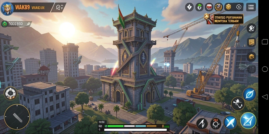 Tampilan gameplay menara bertahan dengan banyak strategi di WAK89.