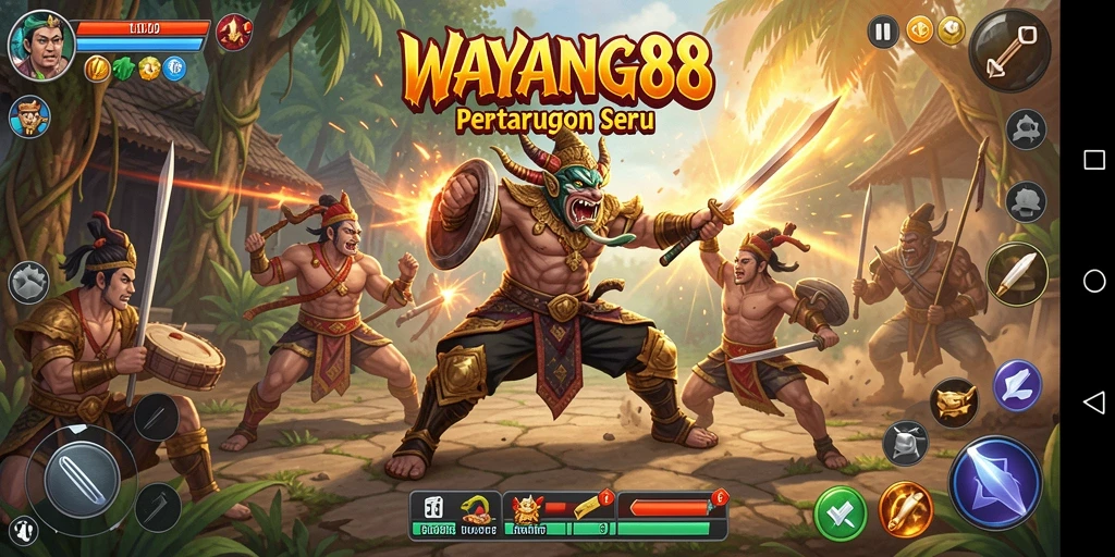 Tangkapan layar utama WAYANG88 menunjukkan aksi pertarungan yang mendebarkan.