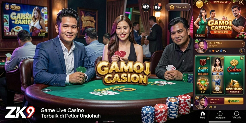 Tampilan gameplay Live Casino yang seru dan menarik di ZK9.